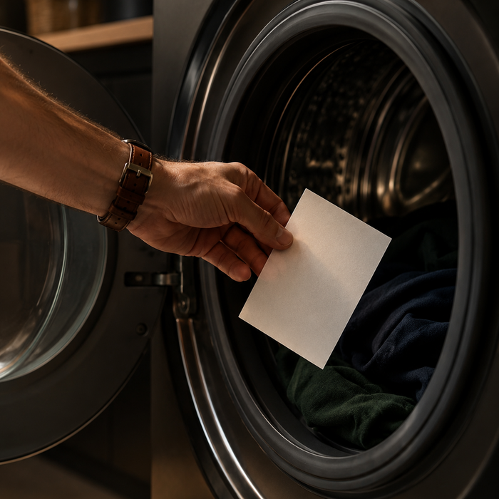 Amber Canyon sheet placed into washing machine drum